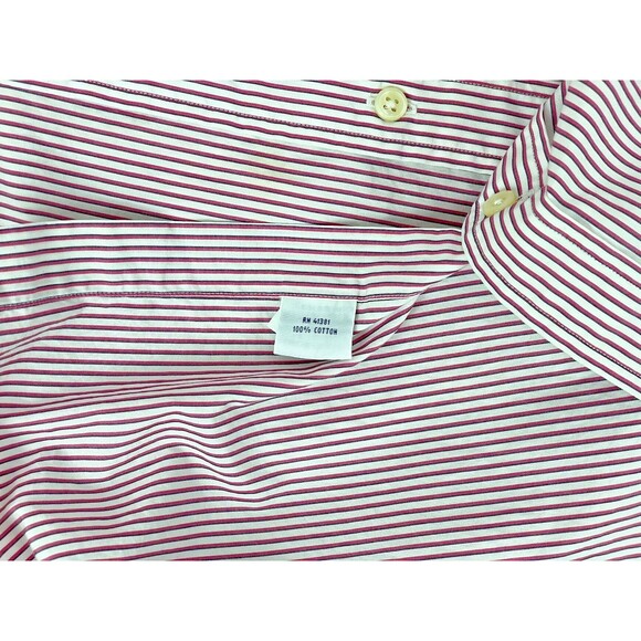 Ralph Lauren Fitted Button Down Shirt Red & Navy Blue Pinstripe Men's 16.5 34/35 - Picture 5 of 8